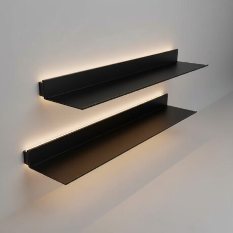Minimalist Aluminum Floating Shelf with Built-In LED Lighting